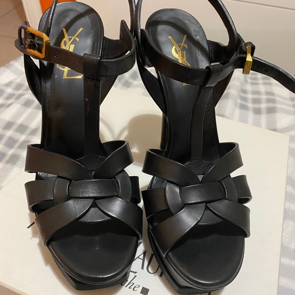 Saint Laurent black tribute heels